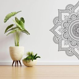 110 inch Monochrome Mandala Wall Sticker Self Adhesive Sticker-image-6