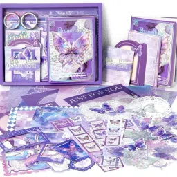346pcs Aesthetic Journal Supplies Kit, Perfect for Gifting, Purple Butterfly Theme, Scrapbook Kit-18
