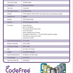 sd Codefree Blood Glucose testing monitor machine with 100 Strips & Safety Lancet - Glucometer image 4