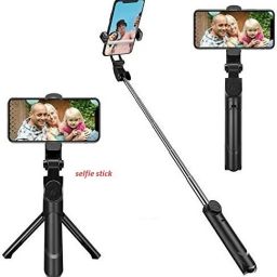 samipna 3 in1 Multi-Purpose Bluetooth Extendable Wireless Remote Selfie Stick Tripod Stand with Bluetooth Remote Bluetooth Selfie Stick-image-0