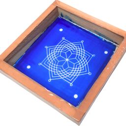 Hrudaya Kamala Kolam Rangoli Stencil 5x5 Inches, Wooden Frame Rangoli Stencil-image-1