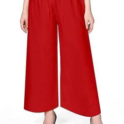 Women Regular Fit Red Viscose Rayon Trousers-image-53