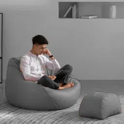giglick 4XL Bean Bag With Relaxing Curve Footrest Filled With Beans Bean Bag ChairWith Bean Filling image 4