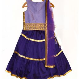 A.T.U.N. Girls Purple & Gold-Toned Ready to Wear Lehenga & Blouse With Net Dupatta-image-96