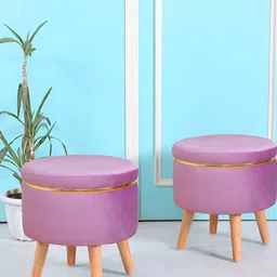 Shadowkart Purple Wooden Pouffes Sitting Mudda Ottomans-image-60