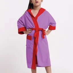 Creeva Solid Hooded Bath Robe-15