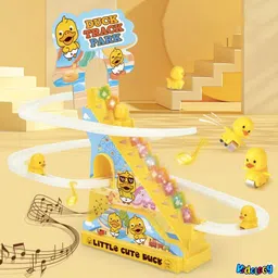 maitri enterprise Funny Automatic Stair-Climbing Ducklings Race Track 3 Duck Slide Toy Set M42-picture-23