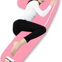 L Shape Body Pillow/Lumber Pillow Microfibre Solid Pregnancy Pillow Pack of 1-image-39