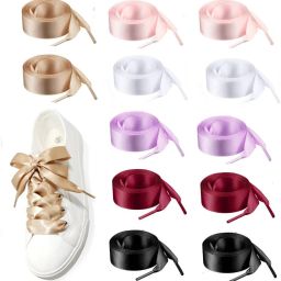 LQZ 6 Pairs Silk Ribbon Shoelaces Flat Satin Shoe Laces Shoe Lace-image-52