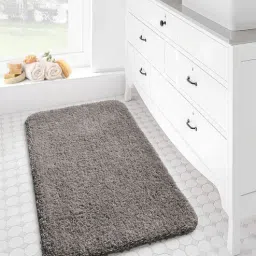 Brown Solid Polyester 24x16 Inches Super Soft Bath Mat By Luxe Home International-picture-38