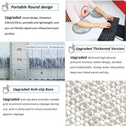 Buganda Computer Wrist Elbow Rest Arm Pad, Keyboard Wrist Elbow Support Mat Memory Foam Less Elbow Pain (Round 7Inch, 2pc) Wrist Rest image 2