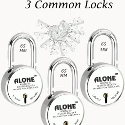 Special Round 65mm Lock for Home,Shop & Shutter, 9 Same Keys 3 Locks (pack 3) Padlock-0