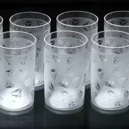 (Pack of 10) NEW PLASTIC GLASS SET PRISM DESIGN ON SURFACE OF GLASS Glass Set Water/Juice Glass-image-74