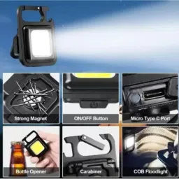 nkpr Portable LED Keychain Flashlight Rechargeable 4 Modes With Bottle Opener 52 8 hrs Torch Emergency Light image 2