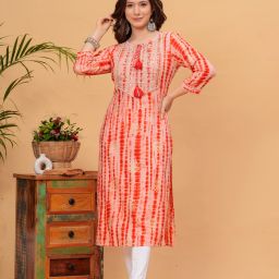 Women Printed Viscose Rayon Straight Kurta-image-40