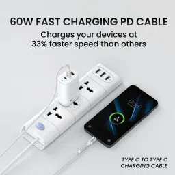 Portronics Type C 3 A 2 m Konnect X 60W Type C to Type C Fast Charging Cable image 5