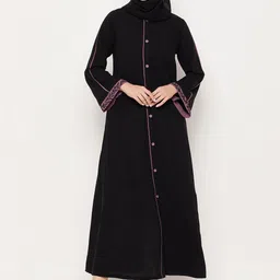 NABIA Black Solid Abaya Burqas-image-7