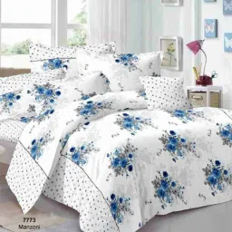 144 TC Cotton Double Floral Flat Bedsheet-17