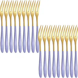 besillia Stainless Steel Forks Set for Home, Kitchen and Restaurant (Purple, 20 Pcs) Stainless Steel Dessert Fork Set-picture-24