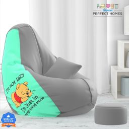 XXXL PatternPuff Bag With Free Cushion and Puffy , Energy Savings Mode - Peach Grey Teardrop Bean Bag With Bean Filling-image-86