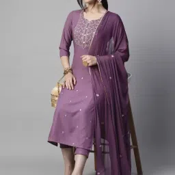 Women Cotton Blend Kurta Pant Dupatta Set-image-50