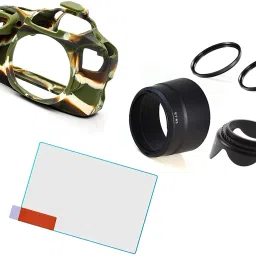 FND Camera Case Hood Filter Kit for Canon DSLR 200D 18-55MM is STM & 55-250MM is STMLens Hood-image-59