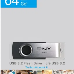 PNY USB3.2 Turbo Attache R 64 GB Pen Drive Compatible with Laptop, Netbook, Desktop Computer USB 3.2 Plastic Case image 3