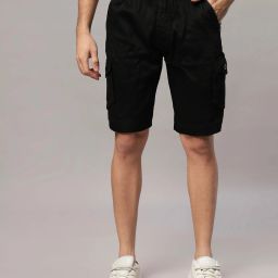 Solid Men Black Cargo Shorts-image-88