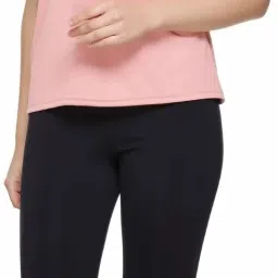 Women Colorblock Round Neck Polyester Pink T-Shirt-image-80