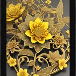 Golden Bloom: Baroque Floral Elegance A4 Digital Reprint 13 inch x 10 inch Painting-6