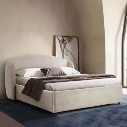 casacraft from pepperfry Stilo Boucle Upholstered Queen Size Bed In Beige Colour-picture-0