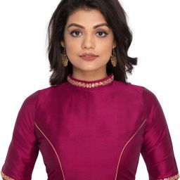 Band collar Women Blouse-image-32