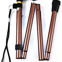 4 Section Aluminium shaft Single Leg Walking Stick Adjustable & Portable Brown Walking Stick-image-63