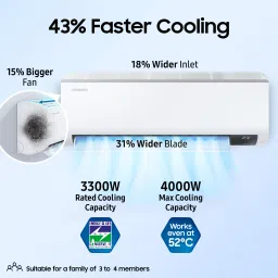 samsung Convertible 5-in-1 Cooling 2023 Model 1 Ton 3 Star Split Inverter AC- White image 2