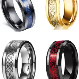 Valentine Special Dragon Colour Base Stainless Steel Finger Ring - Thumb Ring Stainless Steel Titanium Plated Ring-image-39