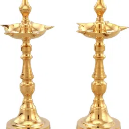 7 INCH KASHI SAMAI KUTHU VILAKKU Brass (Pack of 2) Table Diya-image-47