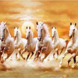 7 Horses Poster With GumTape to Stick| Seven Running Horse Wallpaper| Seven Horse Poster for Vastu Shastra with Gum Tape Paper Print-image-60