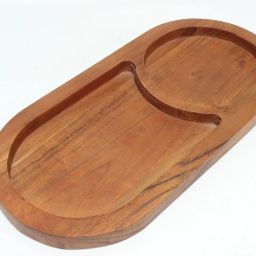 16 x 5 Inch Handcrafted Brown Acacia Wooden Serving Platter Tray Serving Set-image-81