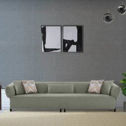 casacraft from pepperfry Salford Boucle Fabric 4 Seater Sofa in Mushroom Colour-picture-45