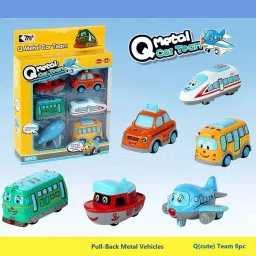 Pull Back Action Car Set Pack of 6 Unbreakables Q Metal Cars Team Toys for Kids Die-Cast Modes of Transport Metal Friction Powered Car Toy Set-13
