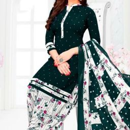 Unstitched Crepe Kurta & Patiyala Material Checkered-image-45