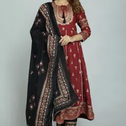Women Viscose Rayon Kurta Pant Dupatta Set-image-5