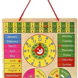 Wooden Montessori Analog Clock for Kids Multi Color (Hanging)-26