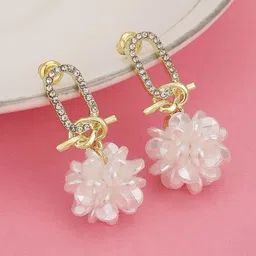 Carlton London Women Gold-Plated CZ Studded Floral Drop Earrings-image-12