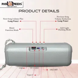 Pick Ur Needs Rechargable Portable Wireless 10W Bluetooth Speaker with 2 Soundbar &USB Support 10 W Bluetooth Soundbar image 3