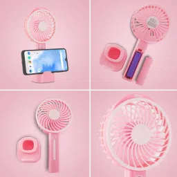 MZ K5 (RECHARGEABLE PORTABLE USB FAN) With Built-In Mobile Stand 1200mAh Battery USB Fan image 4