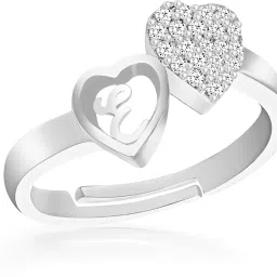 Jewellery Stylish Fancy Party Wear Heart Shape Alphabet Letter Initial r Rings for girls women girlfriend Men Boys Couple American diamond Adjustable Free size Valentine Gifts Love Ring Copper, Brass, Silver, Stone Cubic Zirconia, Diamond Silver, Platinum Plated Ring-image-23