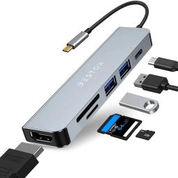 Bestor 6 port wired USB-C hub 1xHDMI port, 1xTF slot, 1xSD slot, 2xUSB 3.0 port, 1x100 W C-type power delivery port Best-6 in 1 USB-C hub USB Hub-image-65