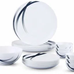 Pack of 19 Opalware Moon IS {Full plate 11"(6 pcs) || Quarter plate 7.5"(6 pcs) || Veg bowl 4.5"(6 Pcs) || Serving bowl 7"(1 Pcs)} Dinner Set-4