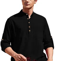 Men Solid Cotton Blend Straight Kurta-image-74